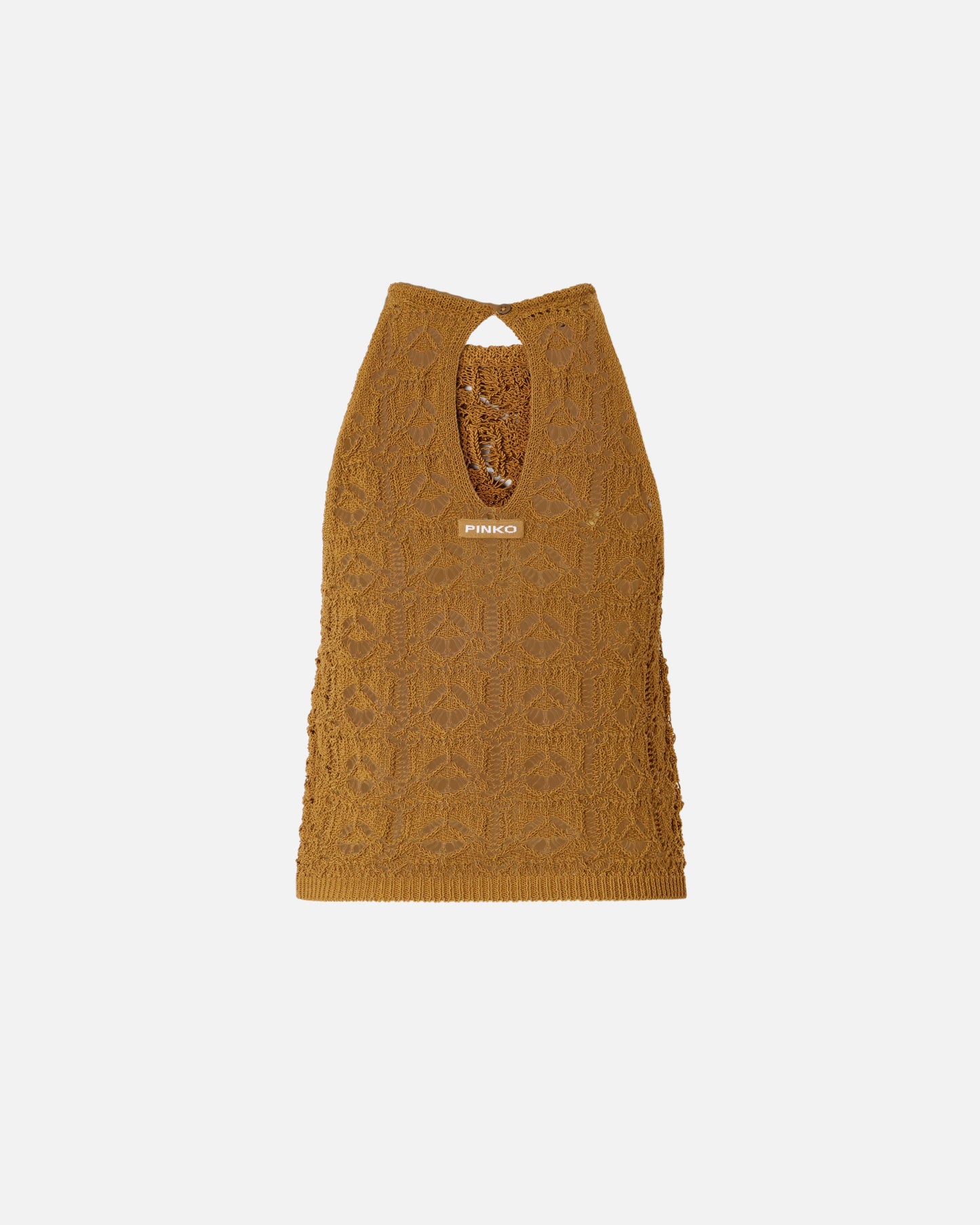 Crochet-effect top with appliqué flowers