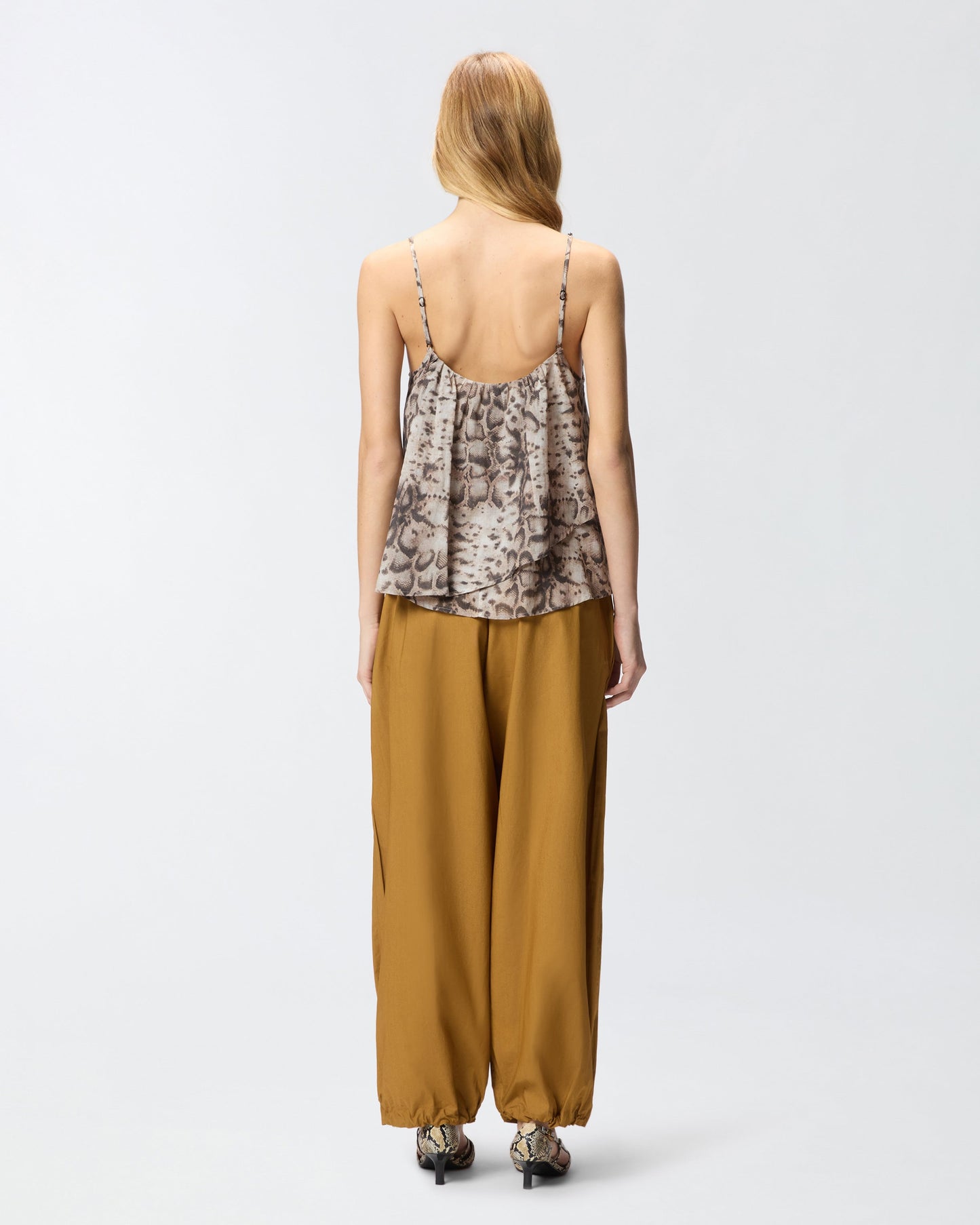 Top with spaghetti straps and snake print