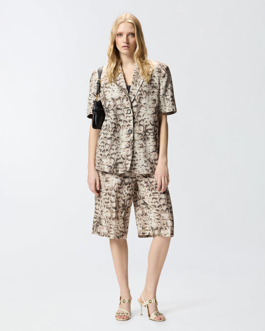 Short-sleeved jacket with snake print