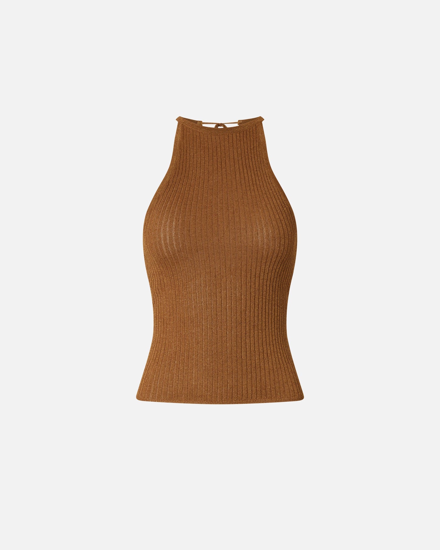 Off-the-shoulder top with neck fastening