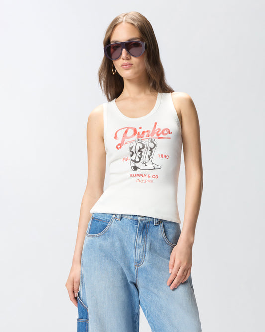 Vest top with vintage print