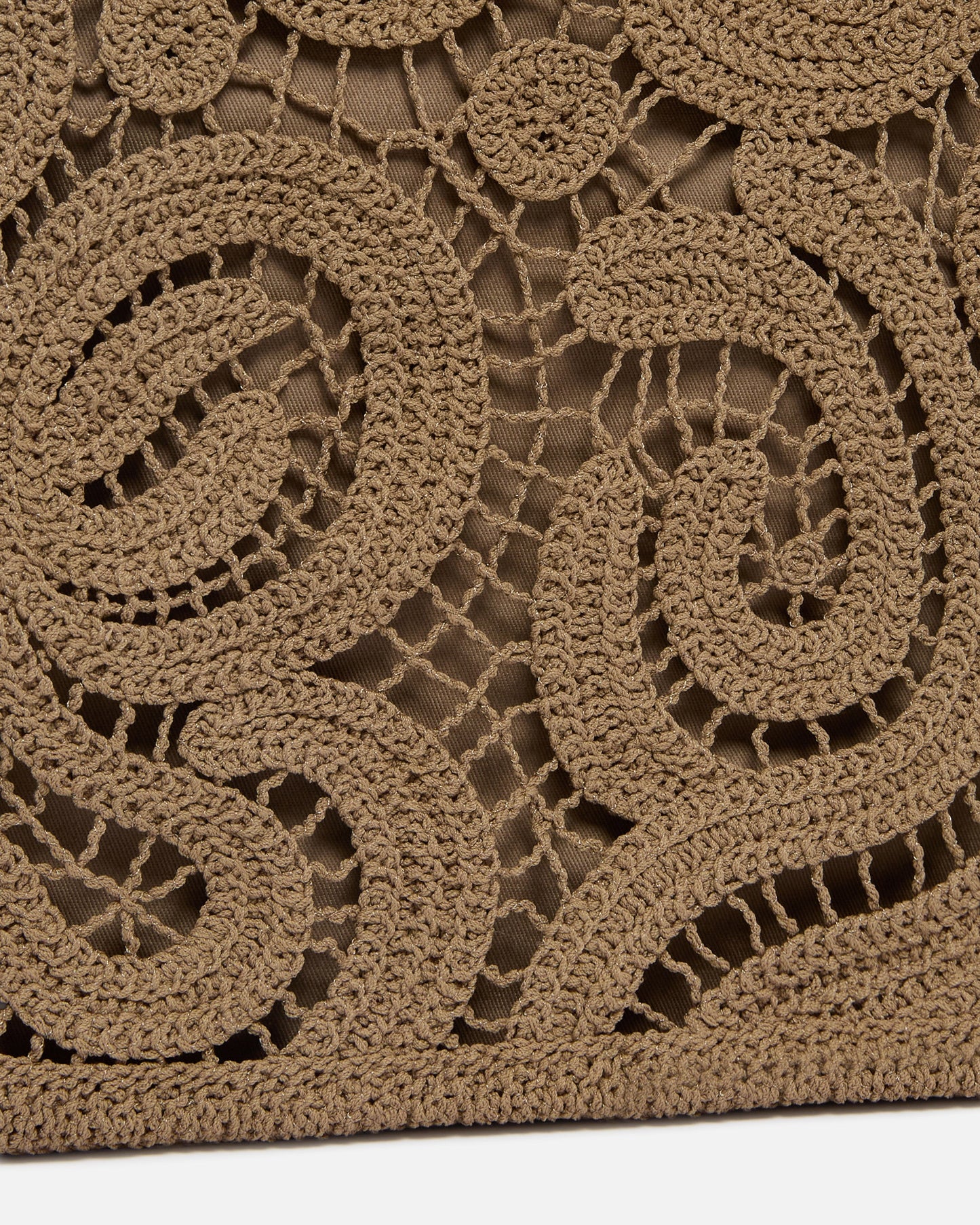 Medium shopper bag in geometric crocheted fabric