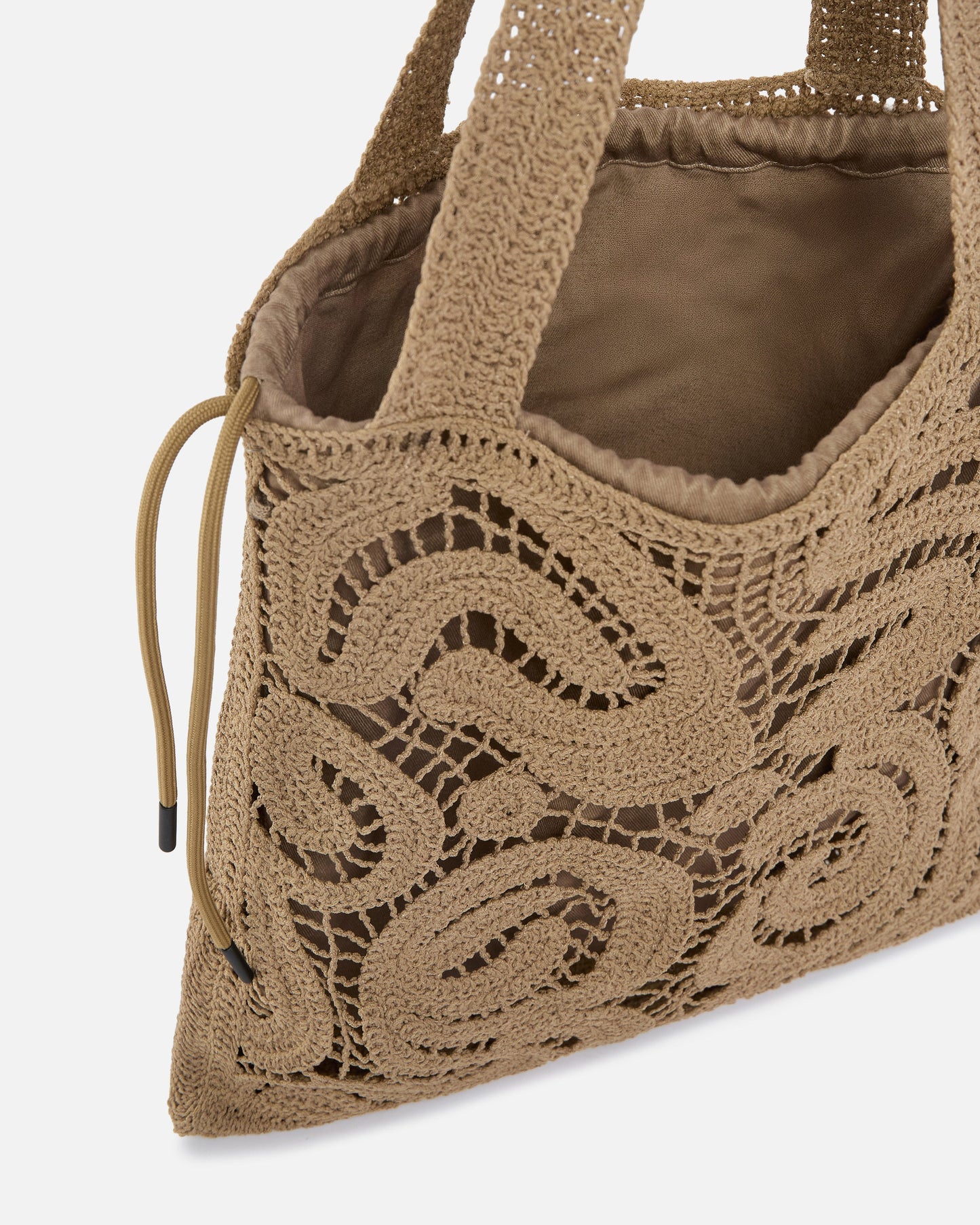 Medium shopper bag in geometric crocheted fabric