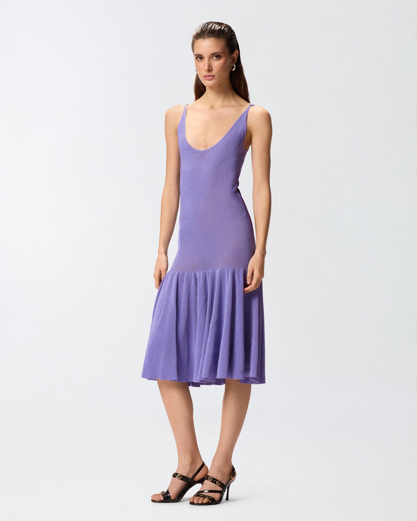 Mini dress with shoulder straps and pleats