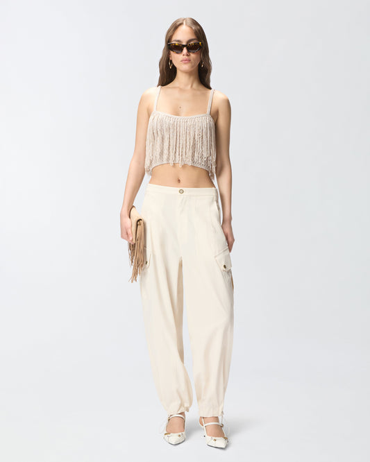 Crop top in knit with fringes