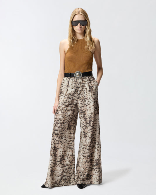 Wide-leg trousers with snake print
