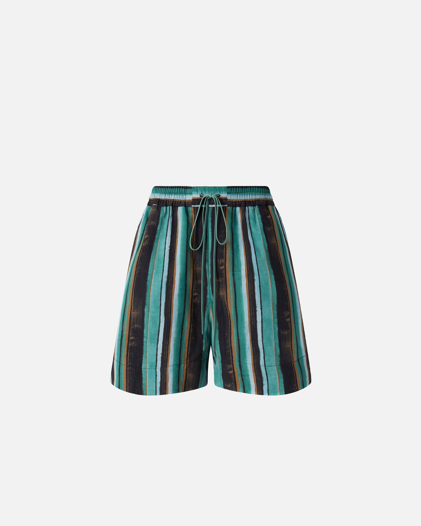 Cotton shorts with brushstroke-effect stripes
