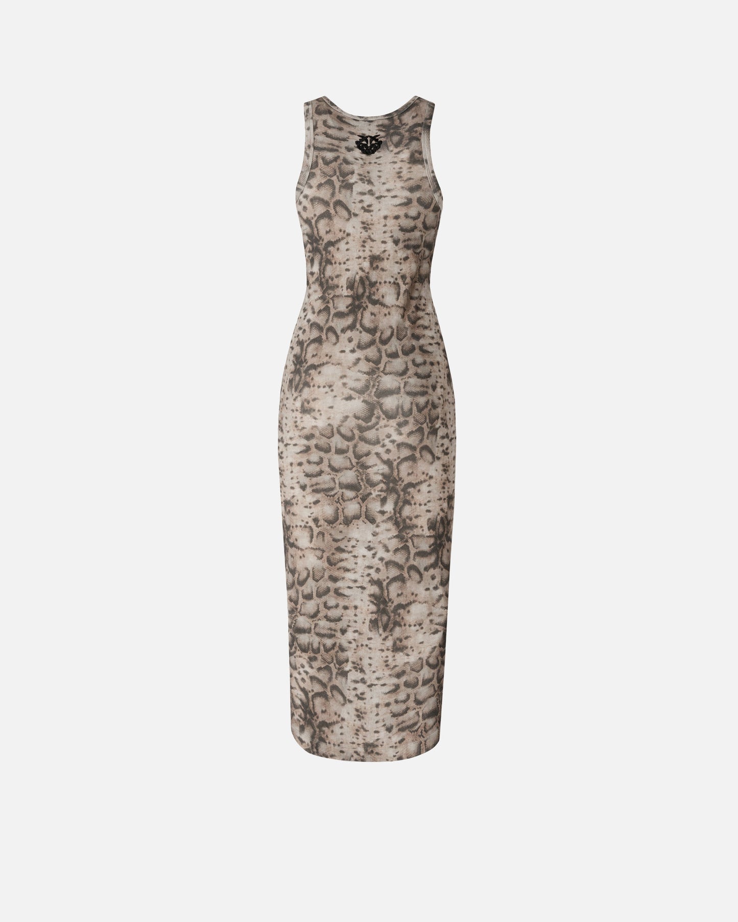 Ribbed slim-fit midi dress with snake print
