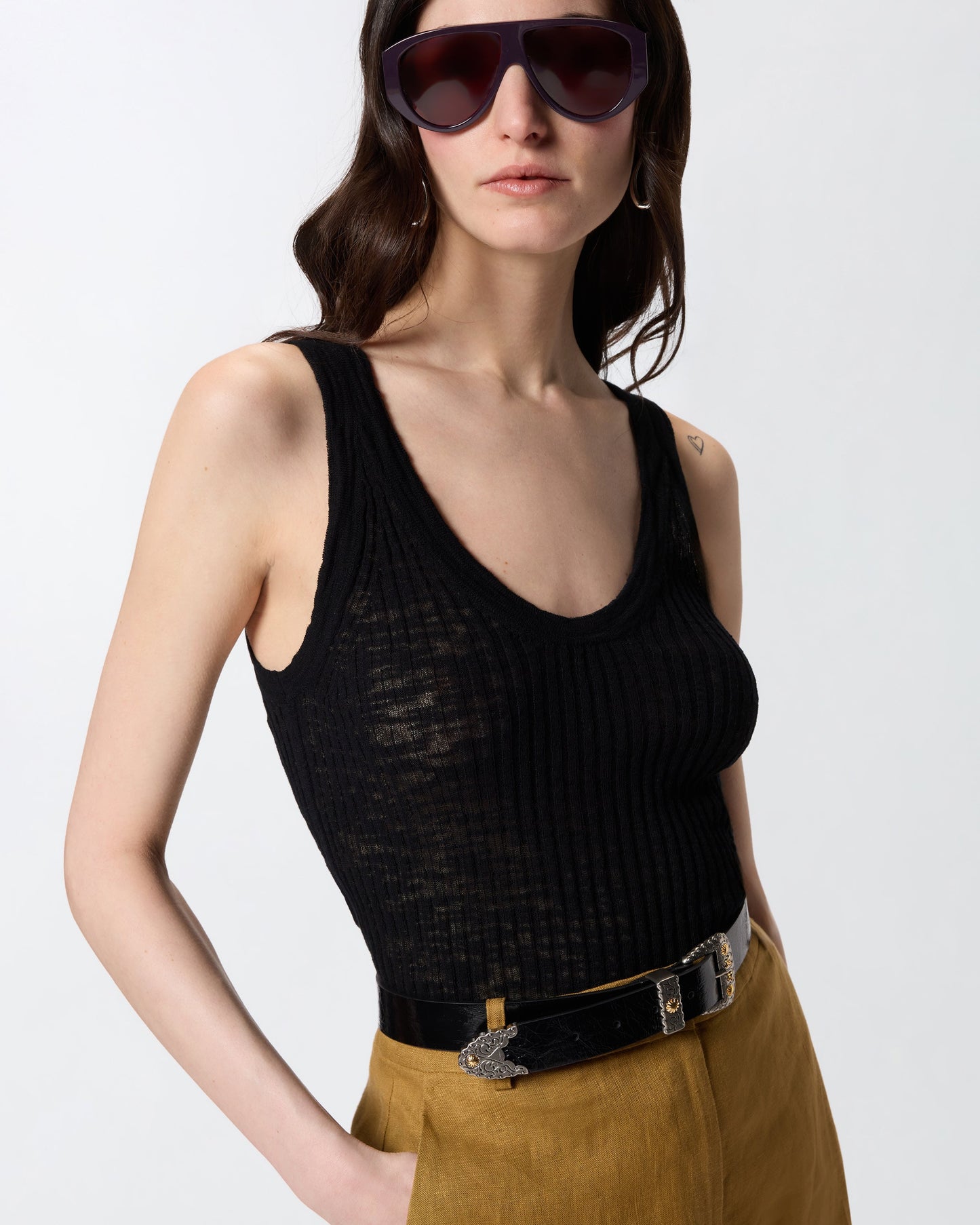 Ribbed vest top with logo