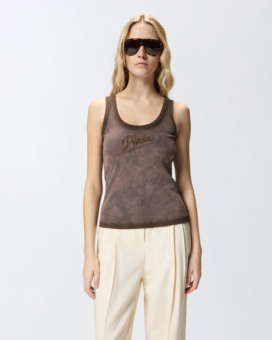Spray-effect vest top with logo embroidery