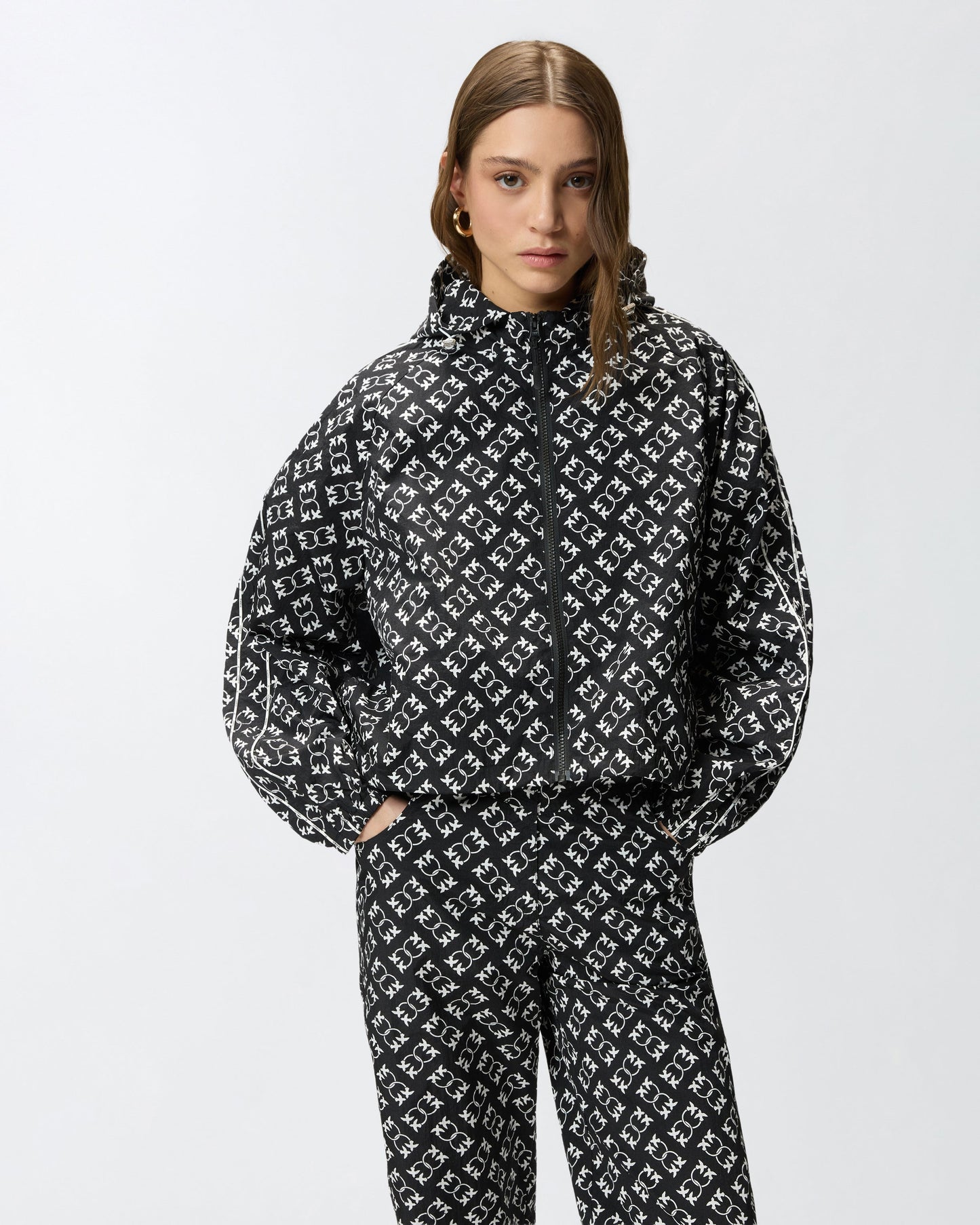Sporty jacket with all-over Love Birds logo
