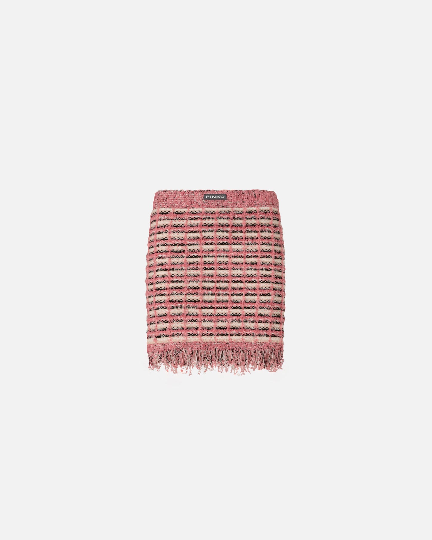 Mini skirt in basketweave and frayed knit