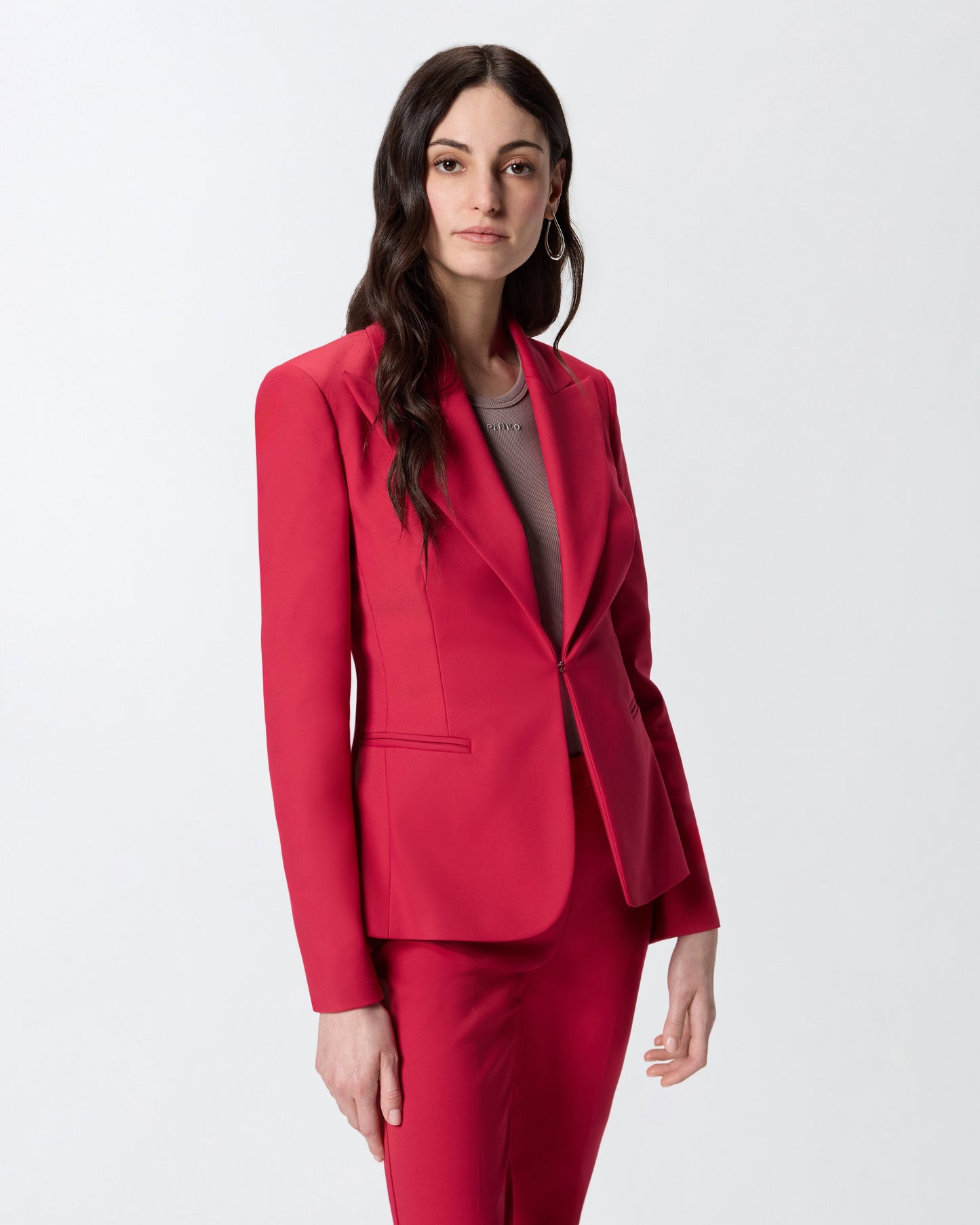 Satin jacket with rear slit