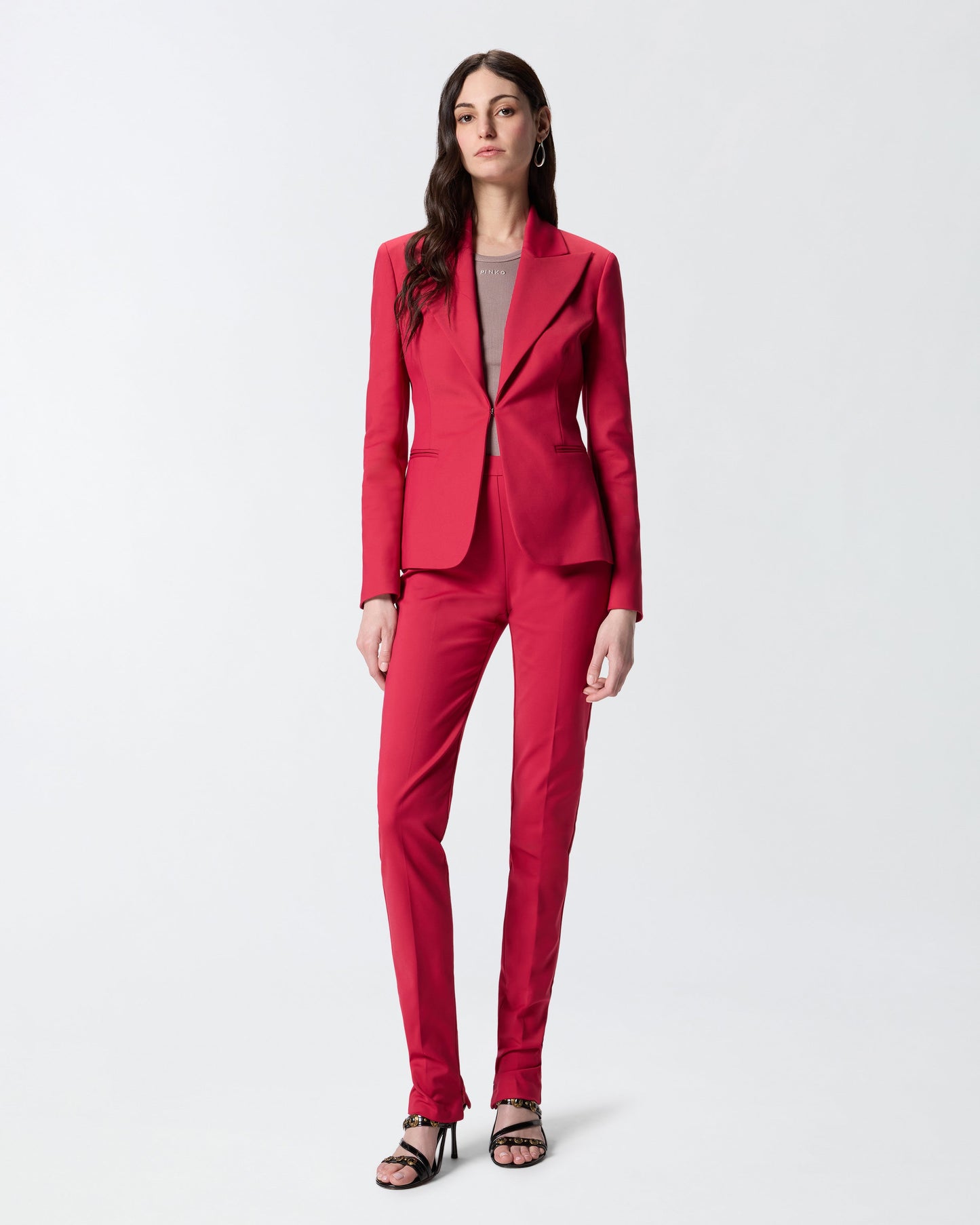 Satin trousers with adjustable hem slit detail