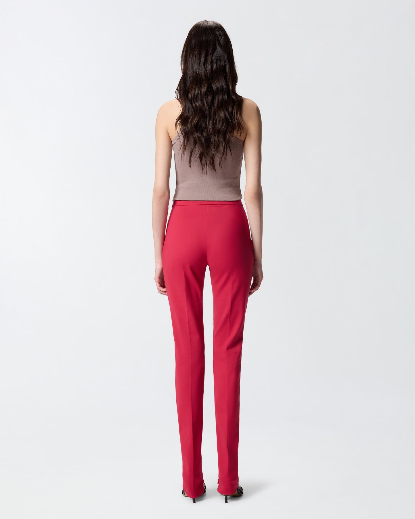 Satin trousers with adjustable hem slit detail