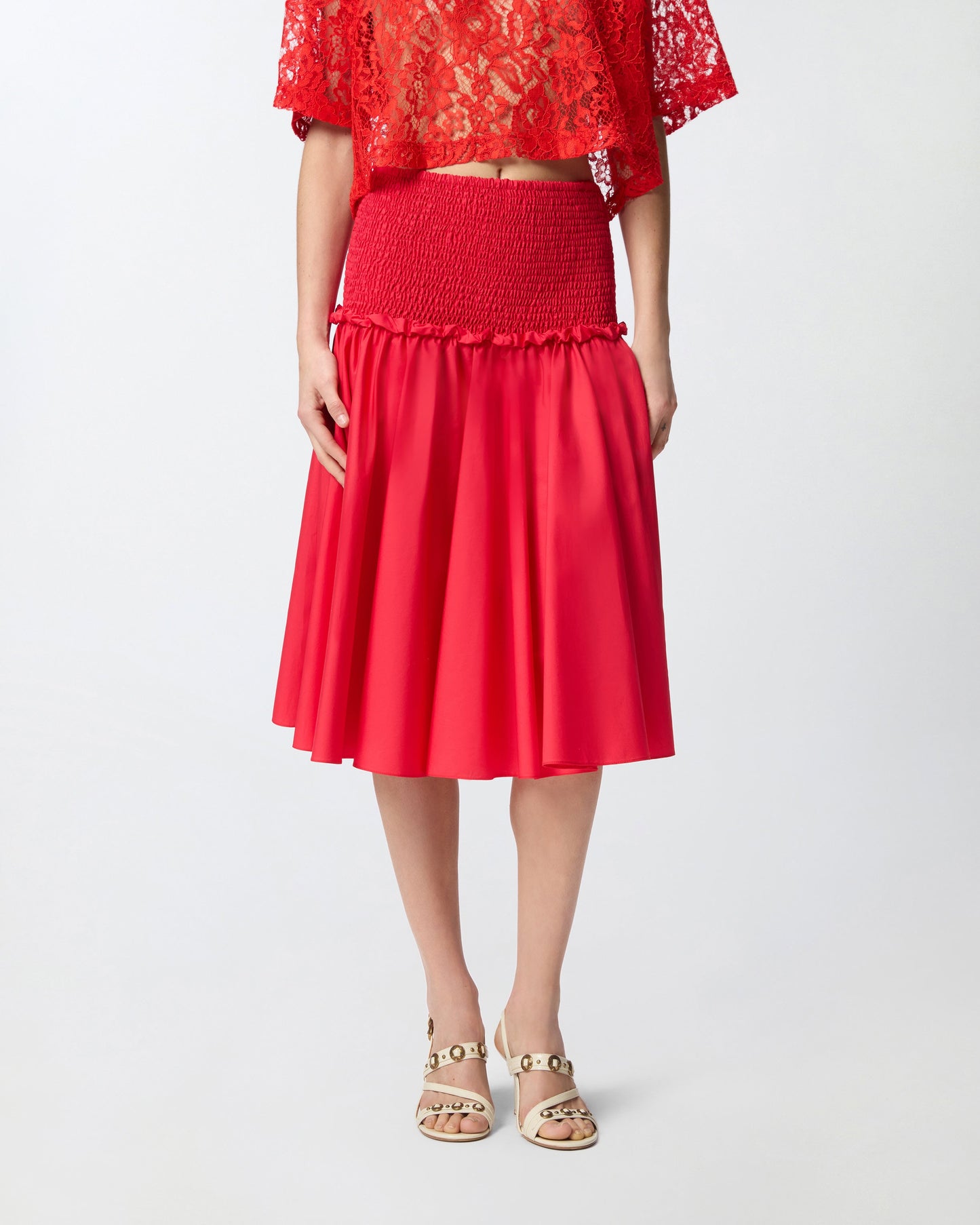 Midi skirt with elasticated band