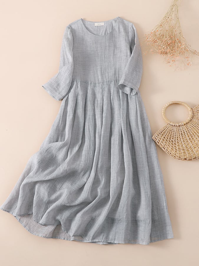 Ramie Festliches Weites Plisseekleid