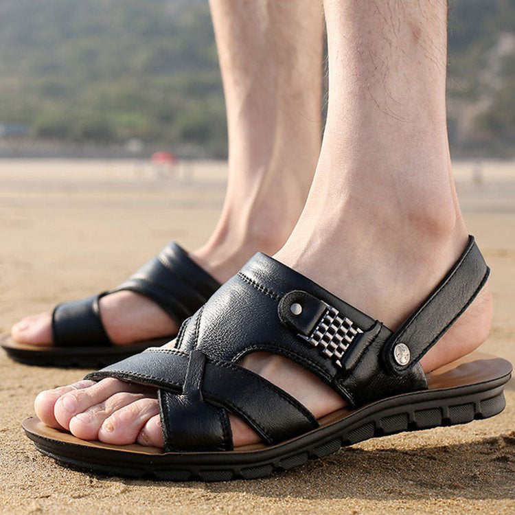 Herren Outdoor-Sandalen aus Rindsleder mit doppelter Funktion