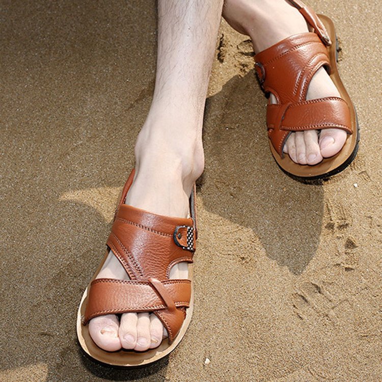 Herren Outdoor-Sandalen aus Rindsleder mit doppelter Funktion