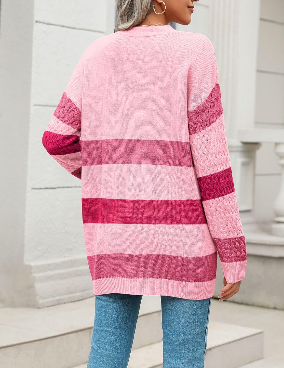 Zeagoo Damen Langarm Grobstrick Cardigan Herbststrickjacken Knopfleiste Offen Vorne Oberbekleidung mit Taschen 2024