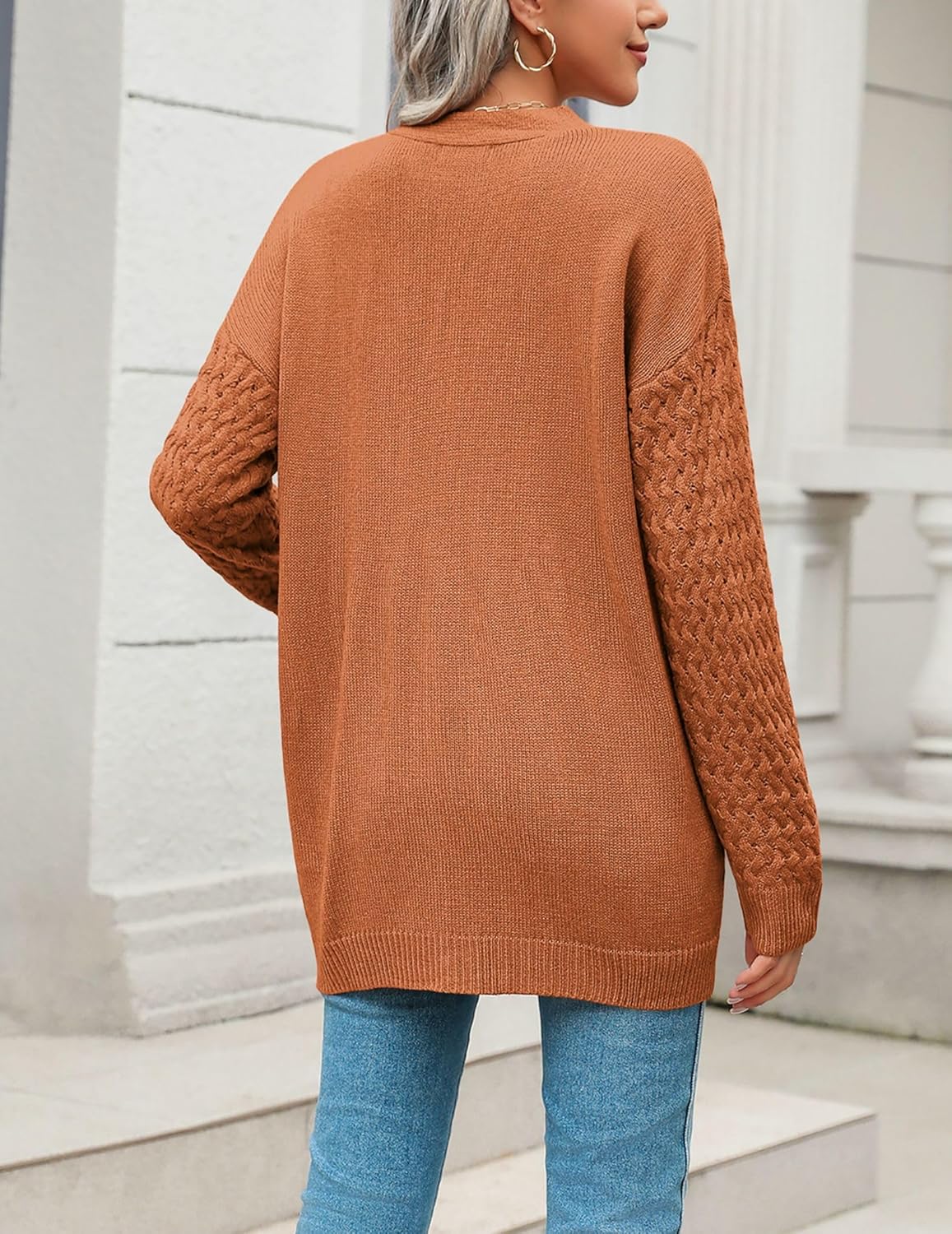 Zeagoo Damen Langarm Grobstrick Cardigan Herbststrickjacken Knopfleiste Offen Vorne Oberbekleidung mit Taschen 2024