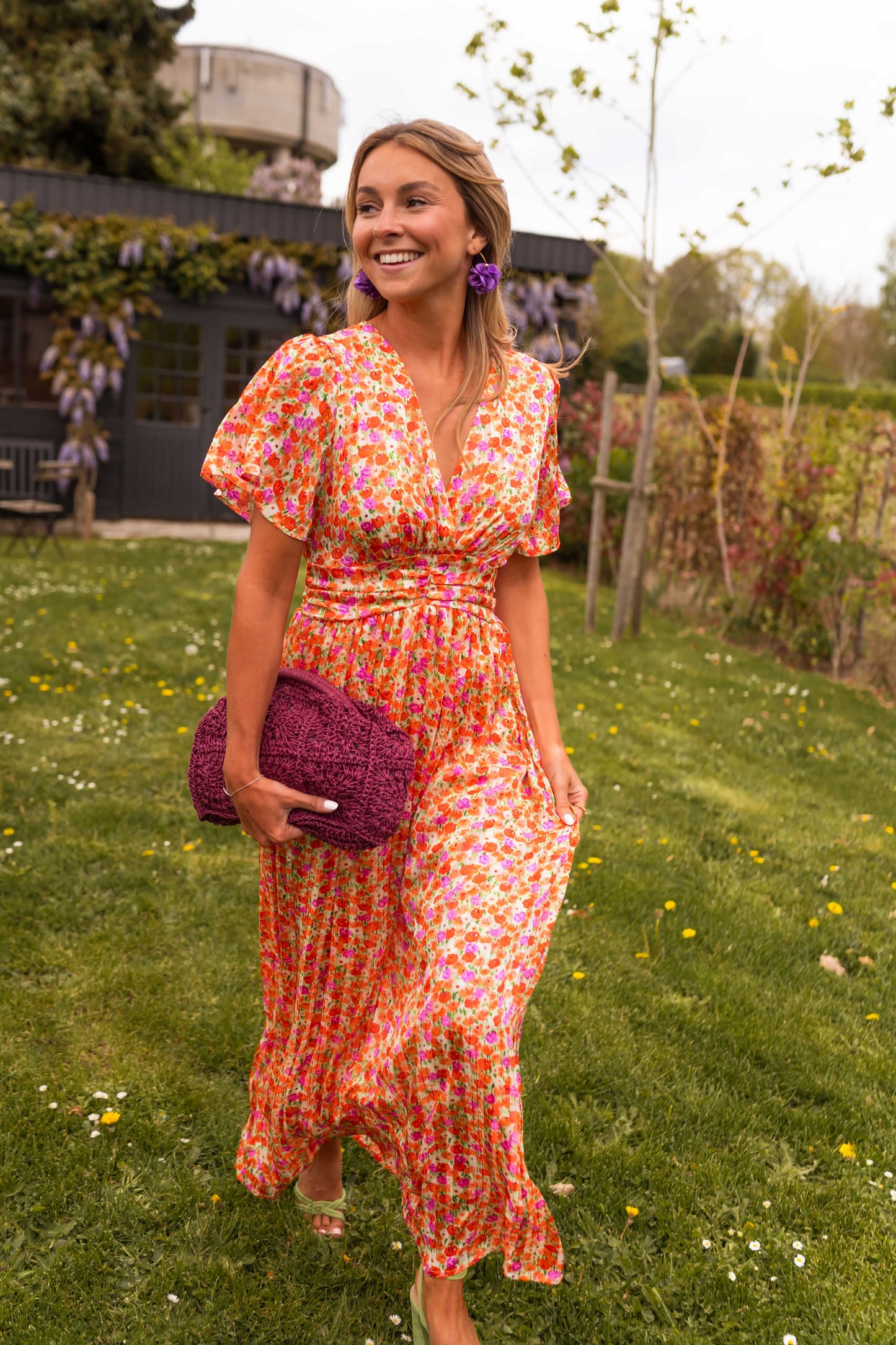 🔥Bis zu 69% RABATT heute🔥Damen Sommer 2025 Elsie Klassisches V-Ausschnitt Blumenkleid
