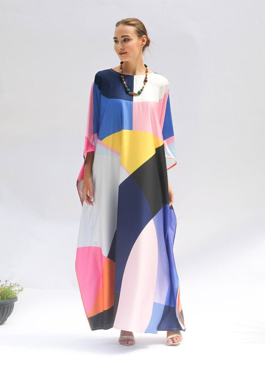 Multicolor Satin Kaftan