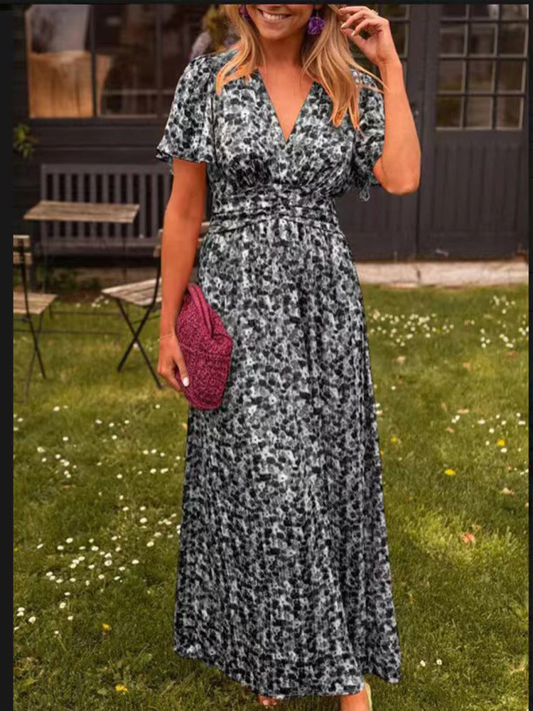 🔥Bis zu 69% RABATT heute🔥Damen Sommer 2025 Elsie Klassisches V-Ausschnitt Blumenkleid