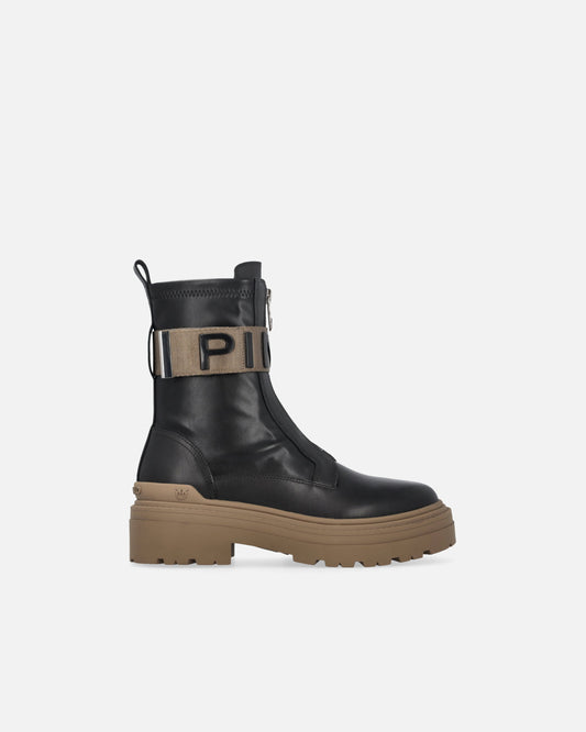 Platform boots with logo lettering logo