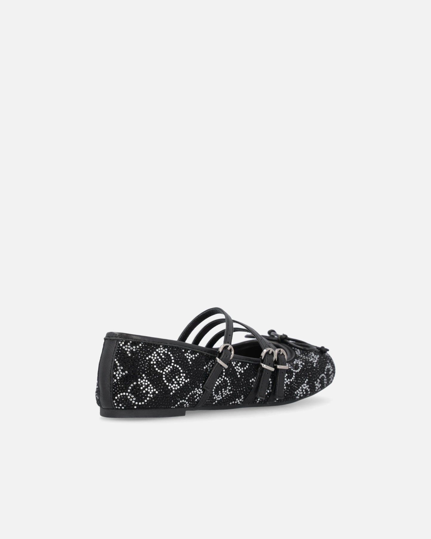 Monogram ballet flats with rhinestones and bow at the toe