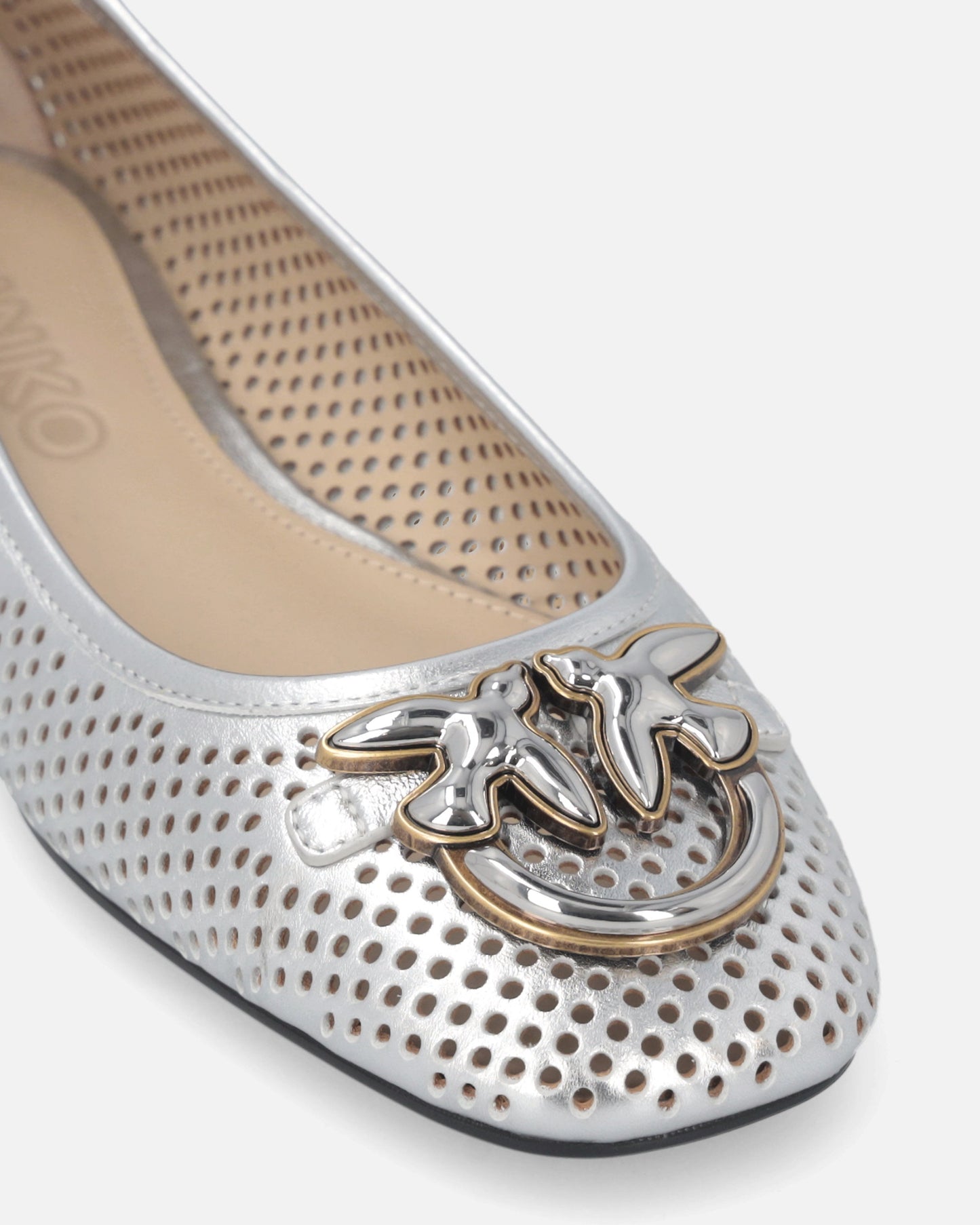 Perforated ballerinas in laminated nappa leather