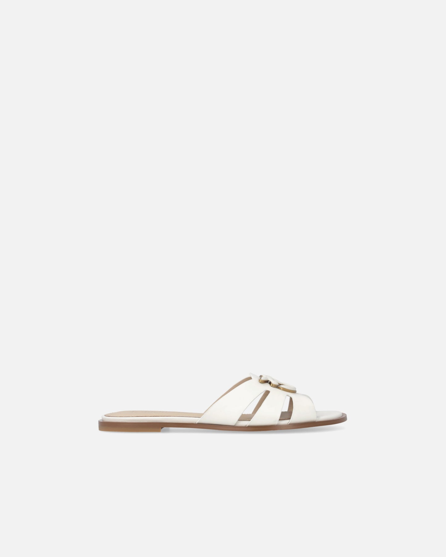 Leather slip-on sandals with Love Birds logo
