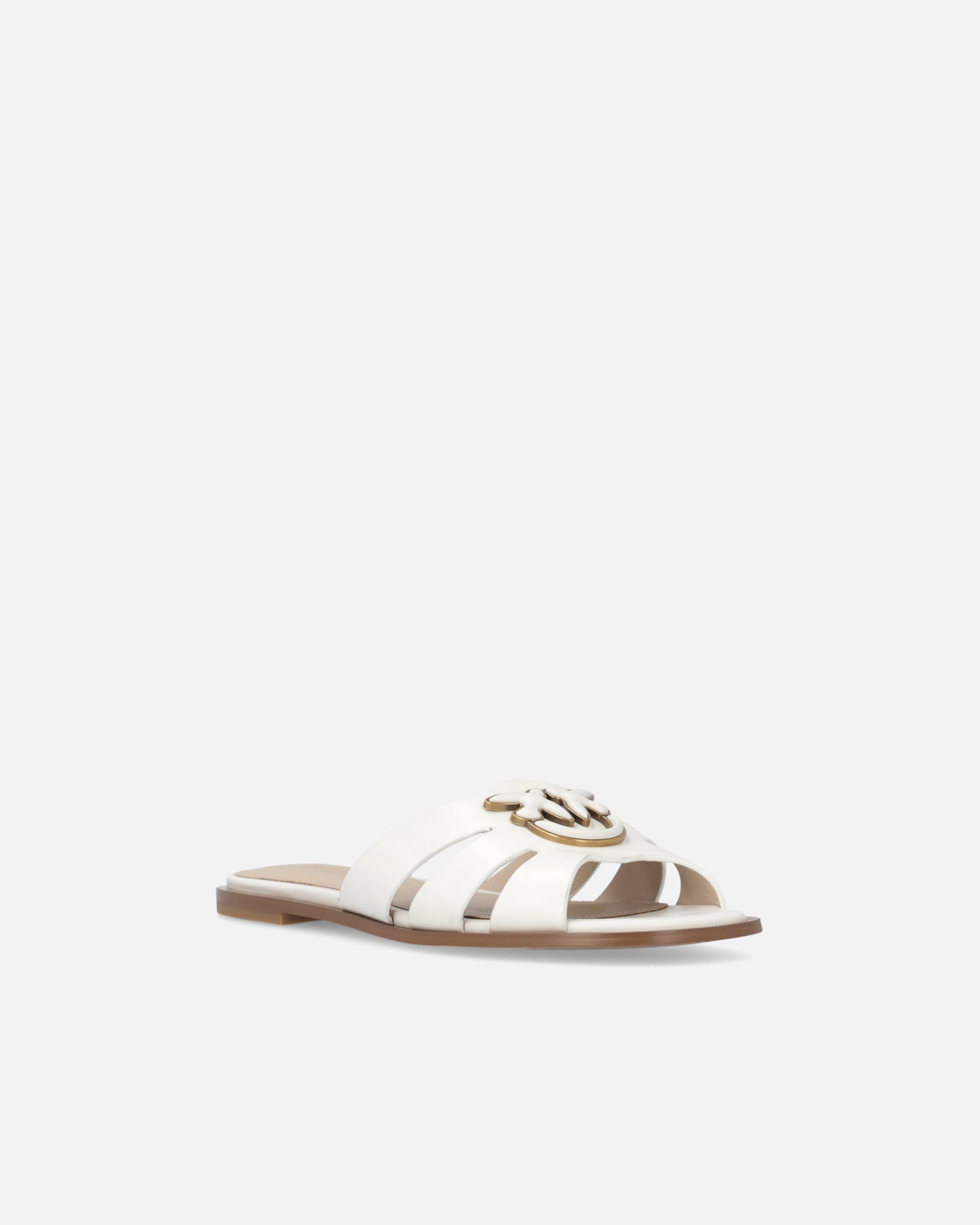 Leather slip-on sandals with Love Birds logo