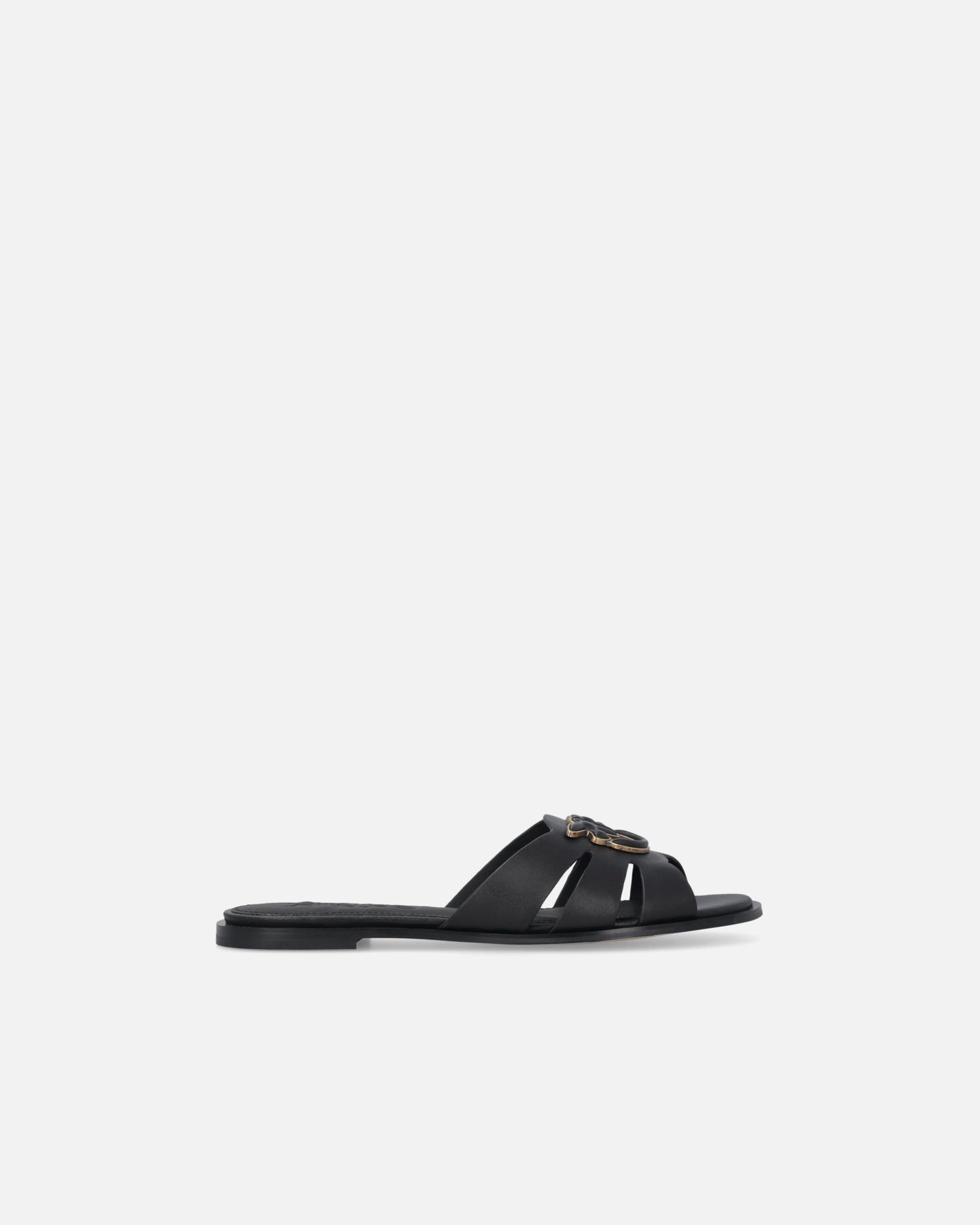 Leather slip-on sandals with Love Birds logo