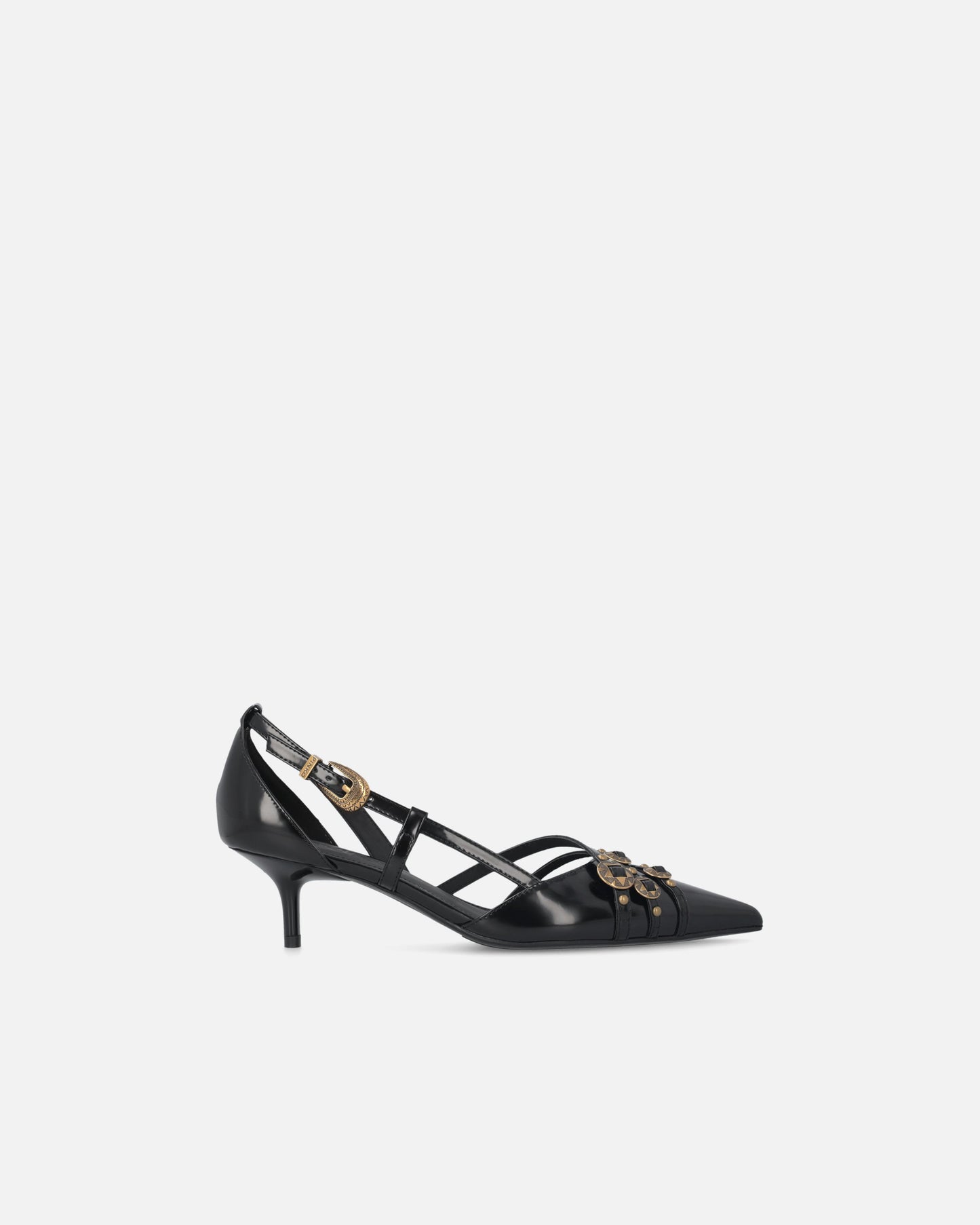 Pumps with straps and jewel studs