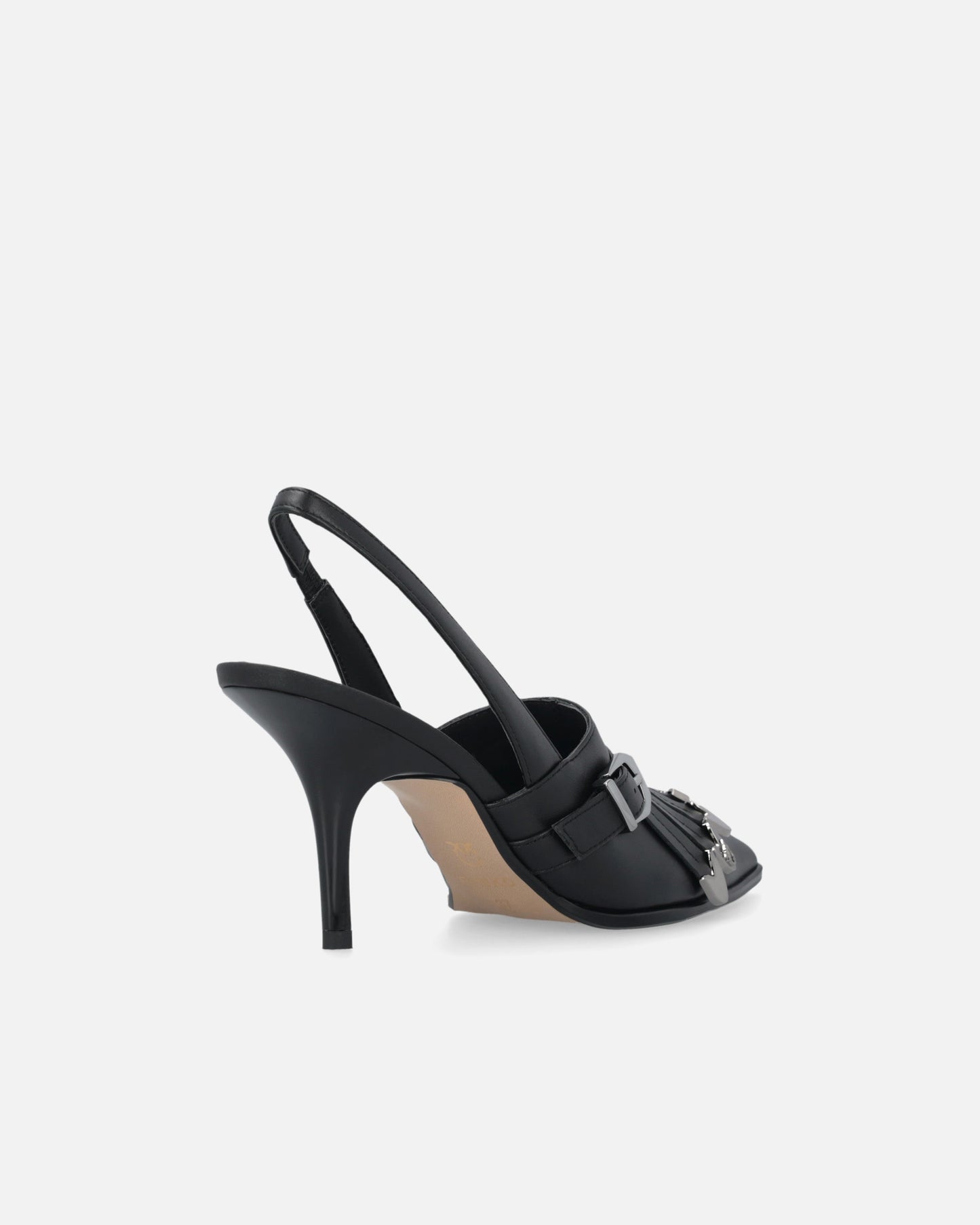 Leather slingbacks with saddlery-inspired details