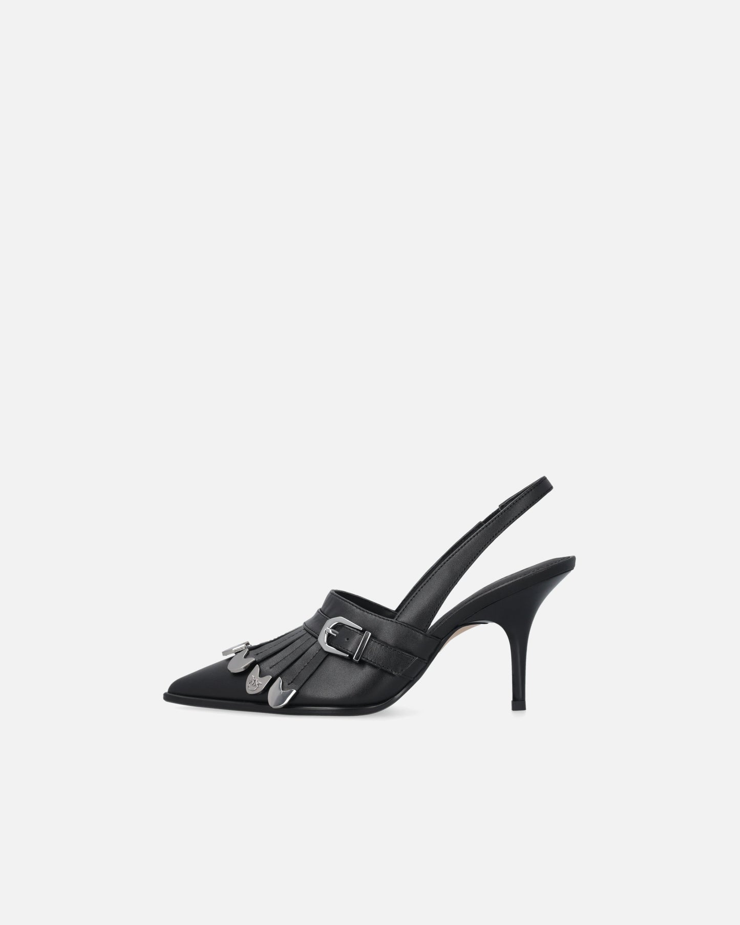 Leather slingbacks with saddlery-inspired details