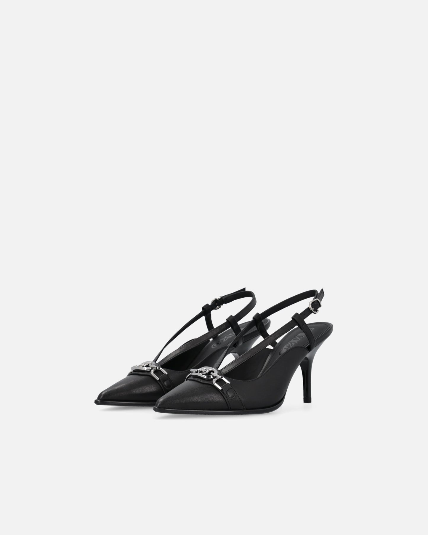Sling-back pumps in nappa leather with straps and stiletto heel