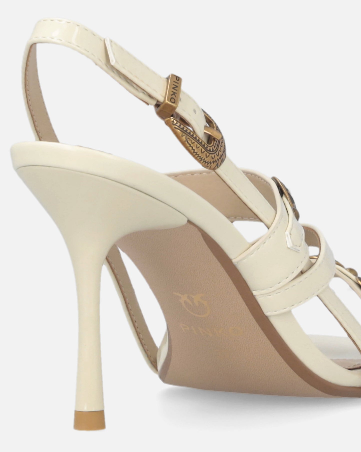 High slingback sandals with straps and studs