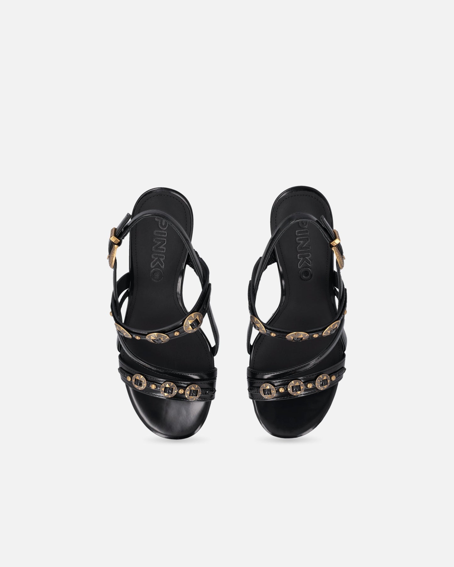 High slingback sandals with straps and studs