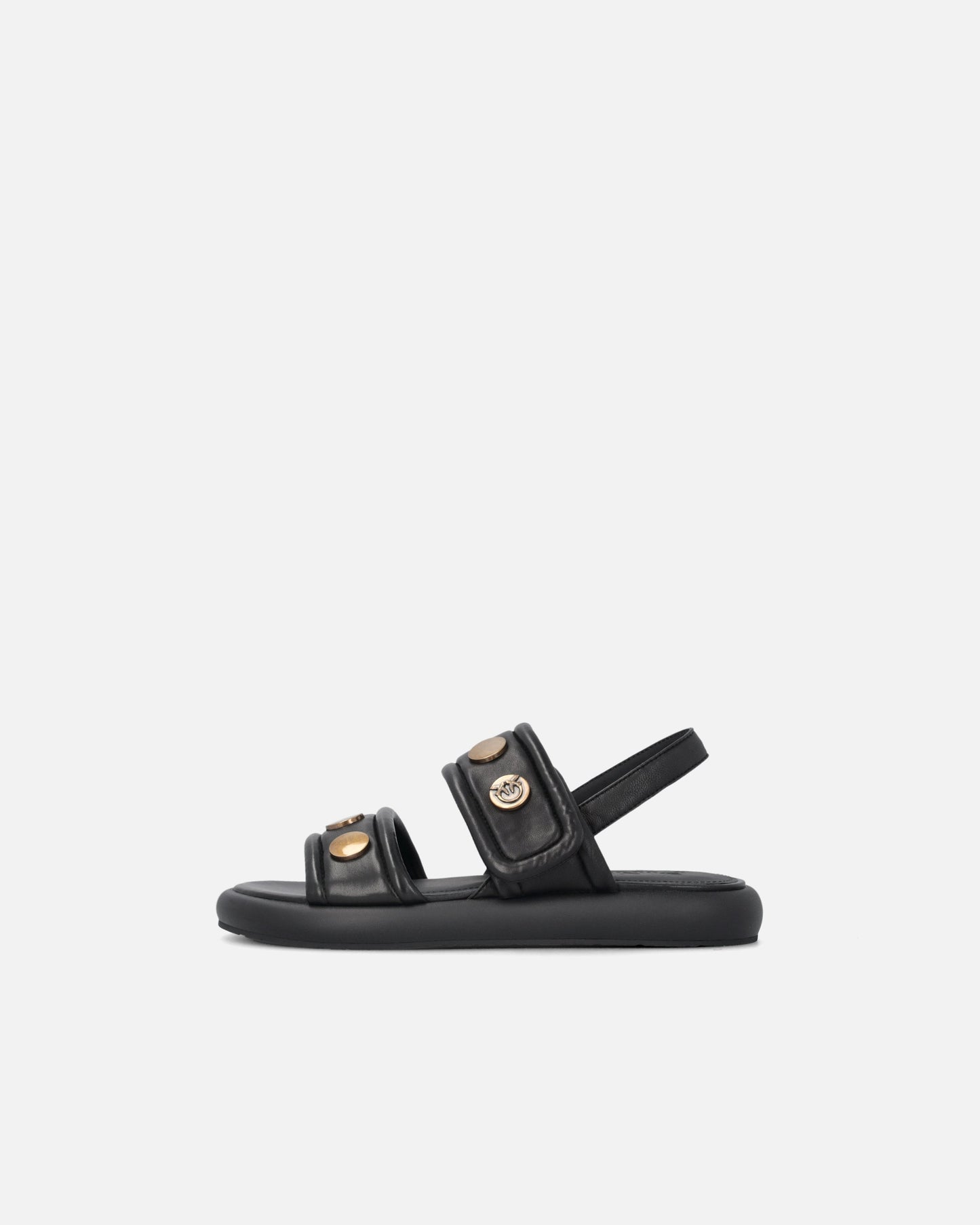 Padded nappa leather sandals with metallic details