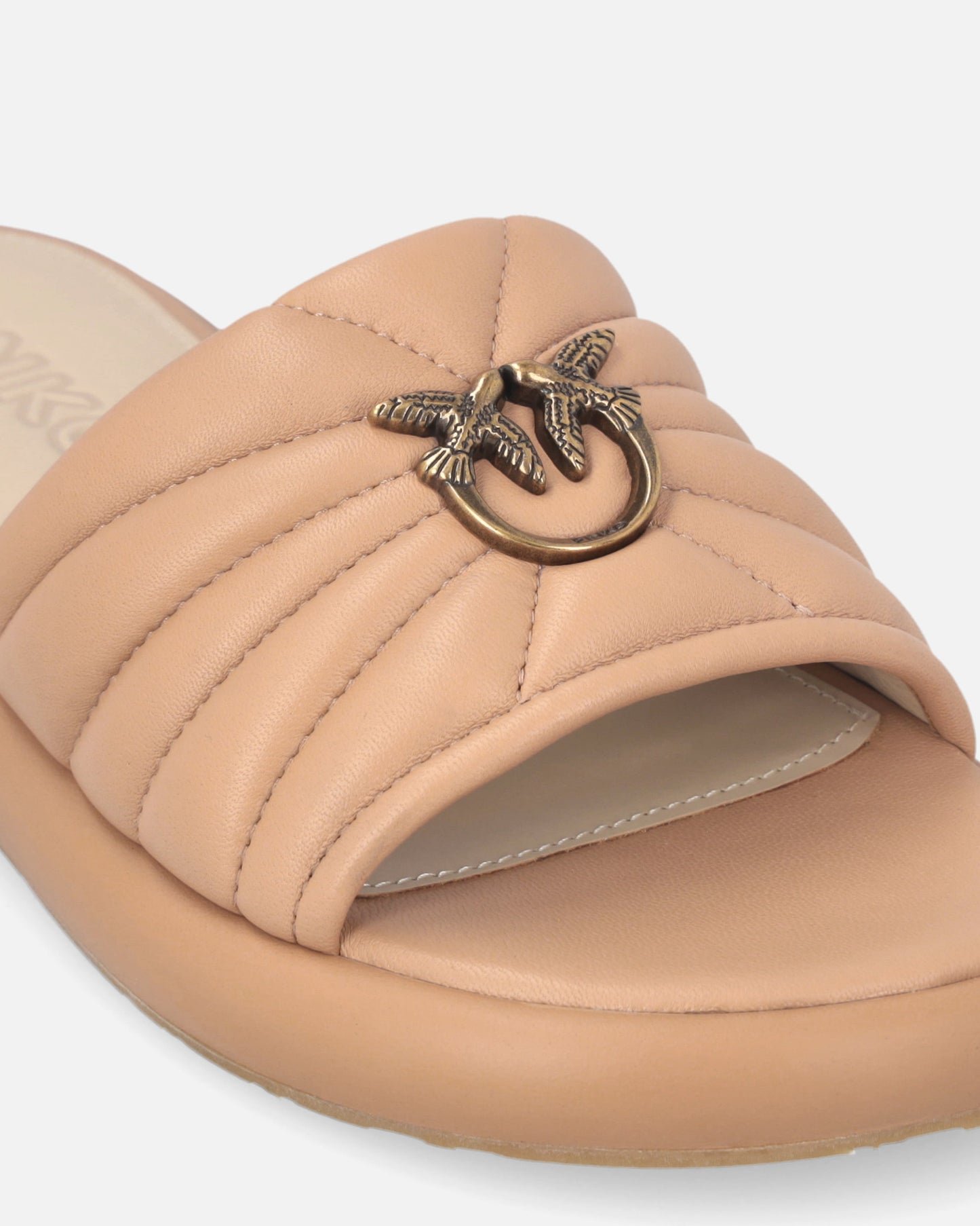 Perforated nappa leather slip-on sandals with Love Birds logo