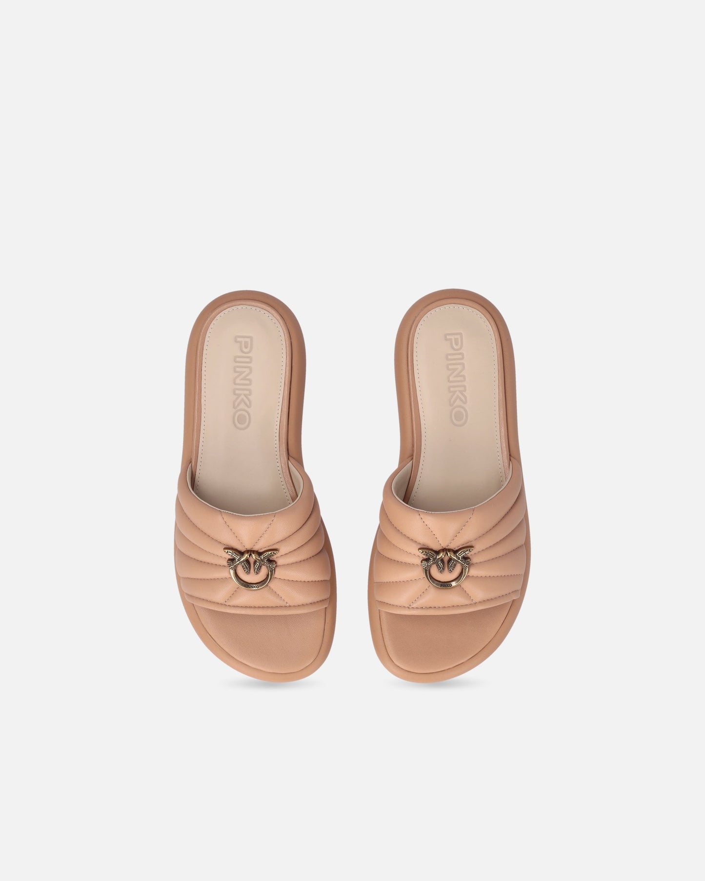 Perforated nappa leather slip-on sandals with Love Birds logo