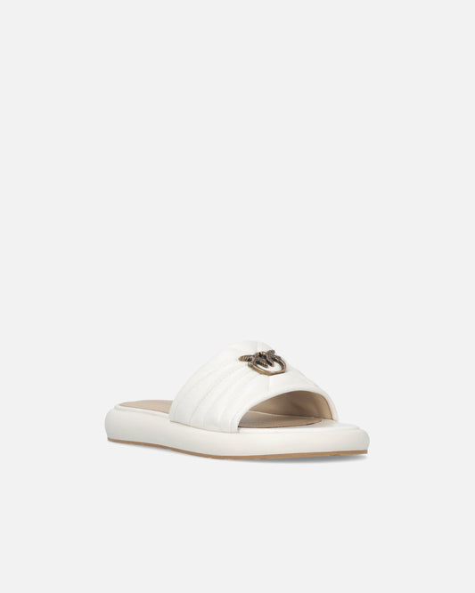 Perforated nappa leather slip-on sandals with Love Birds logo