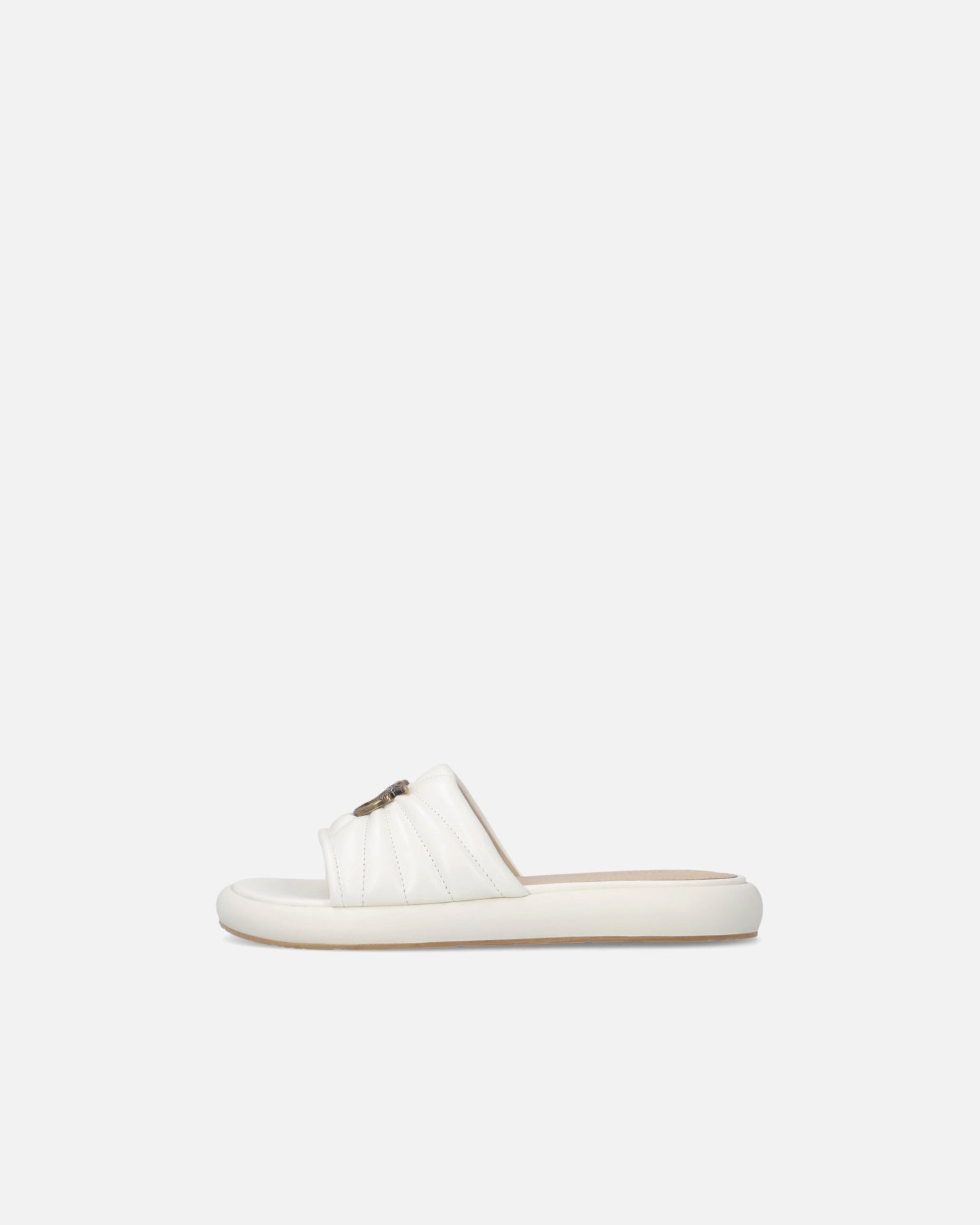 Perforated nappa leather slip-on sandals with Love Birds logo