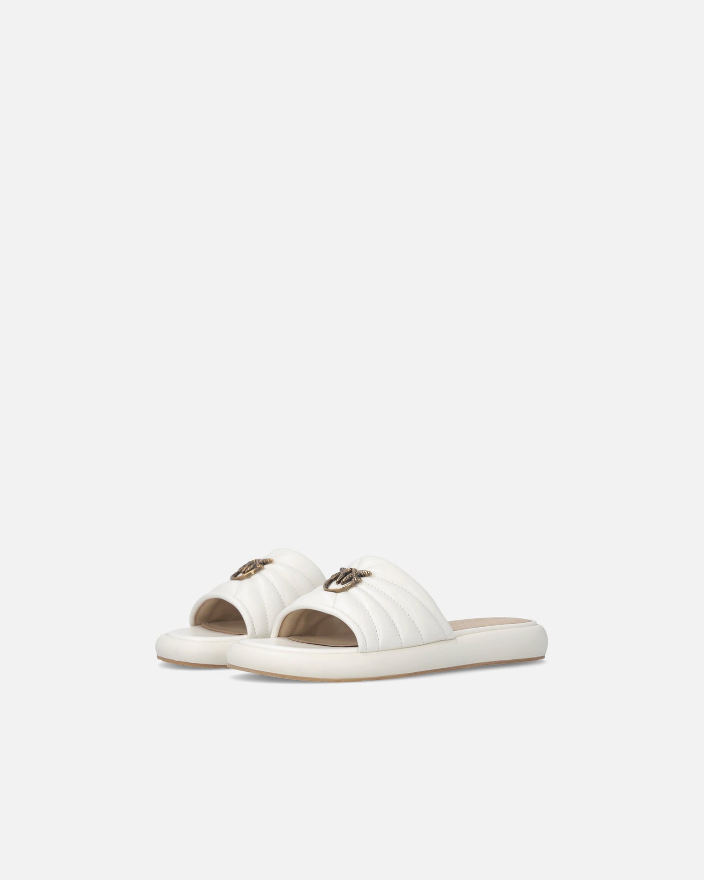 Perforated nappa leather slip-on sandals with Love Birds logo