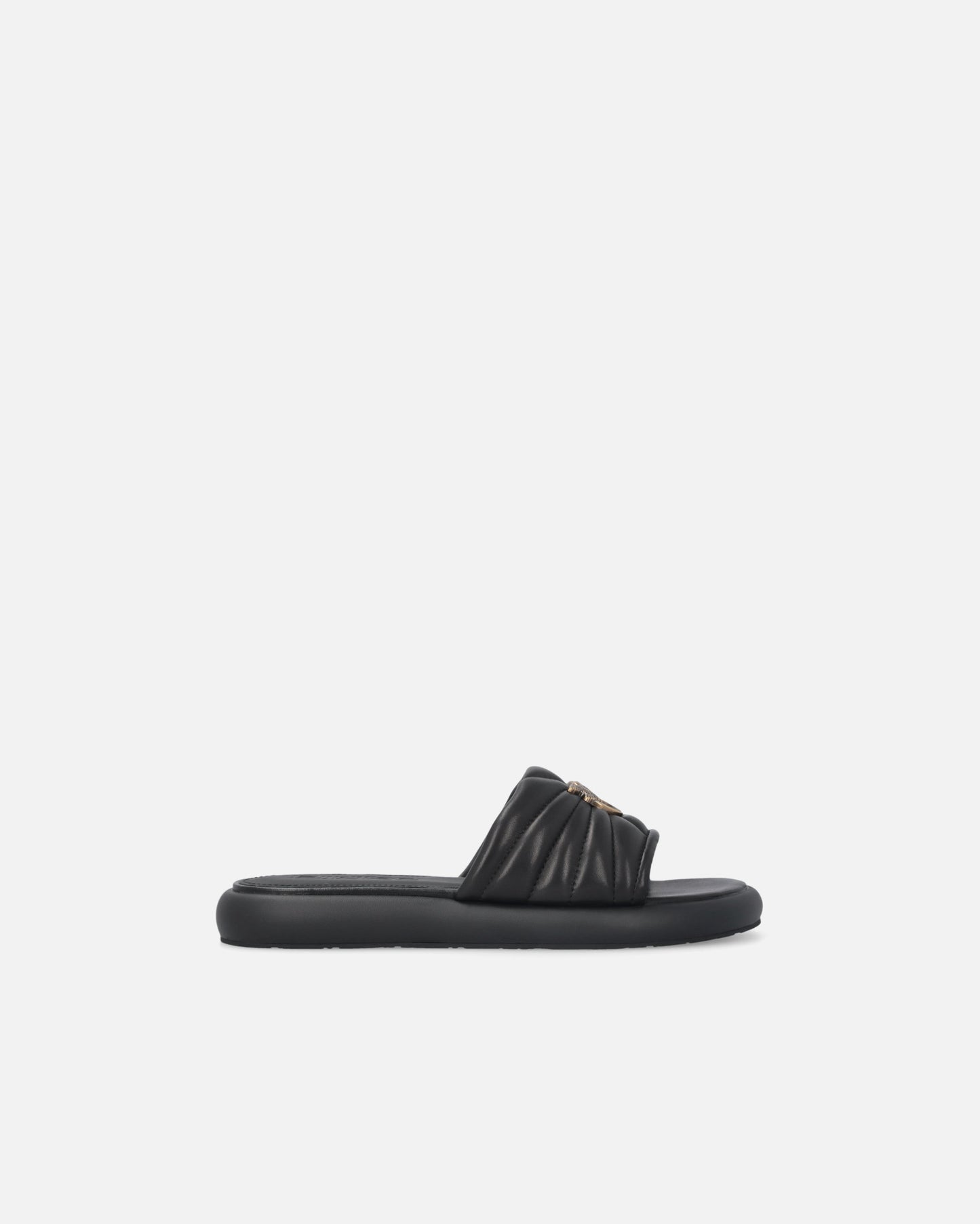 Perforated nappa leather slip-on sandals with Love Birds logo