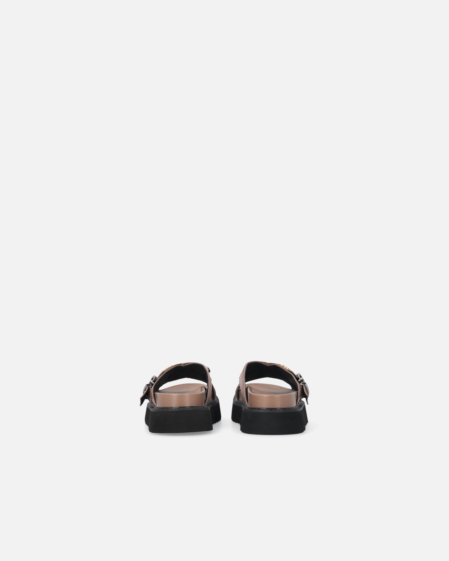 Woven nappa leather slip-on sandals with metallic rings