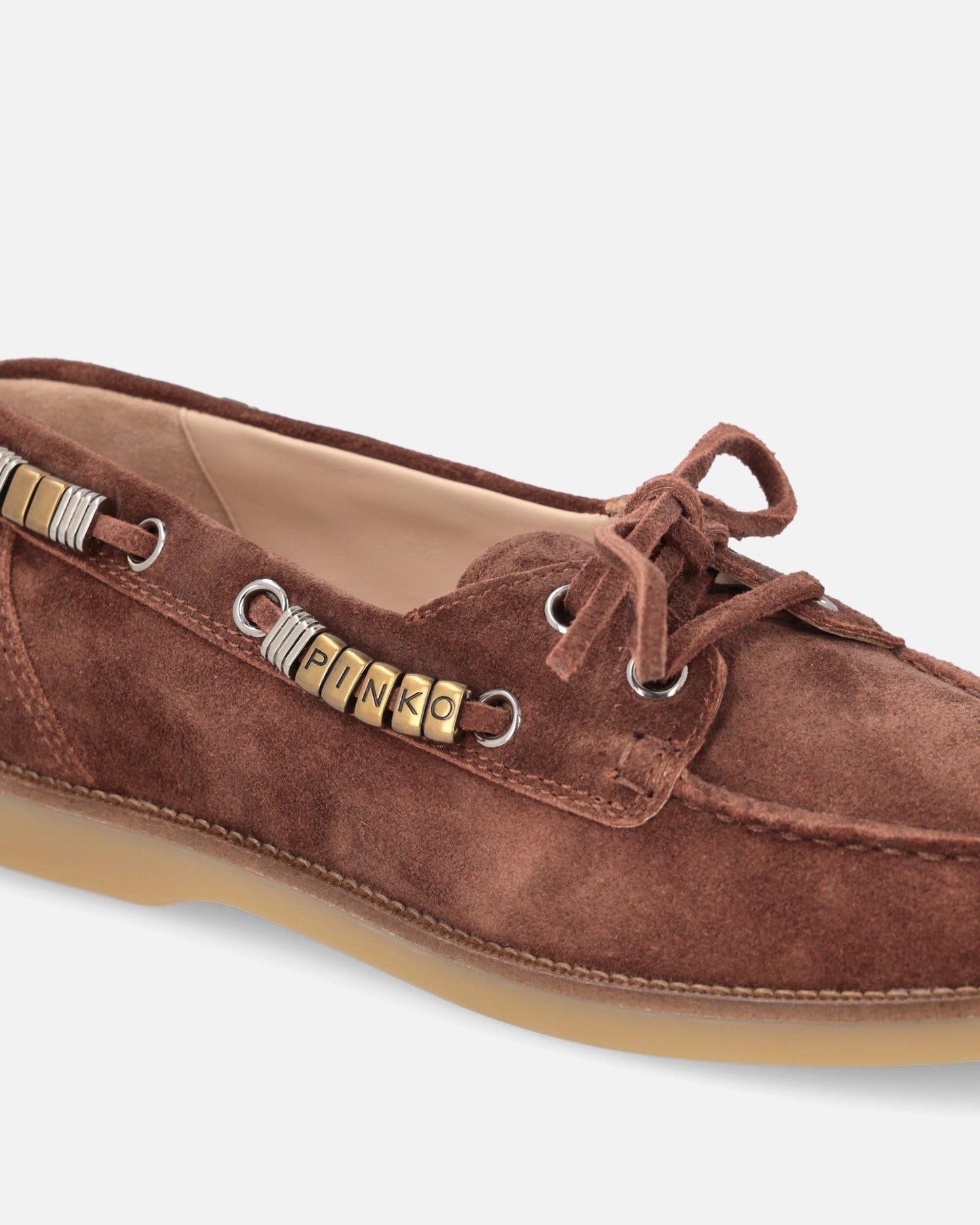 Suede moccasins with jewel details
