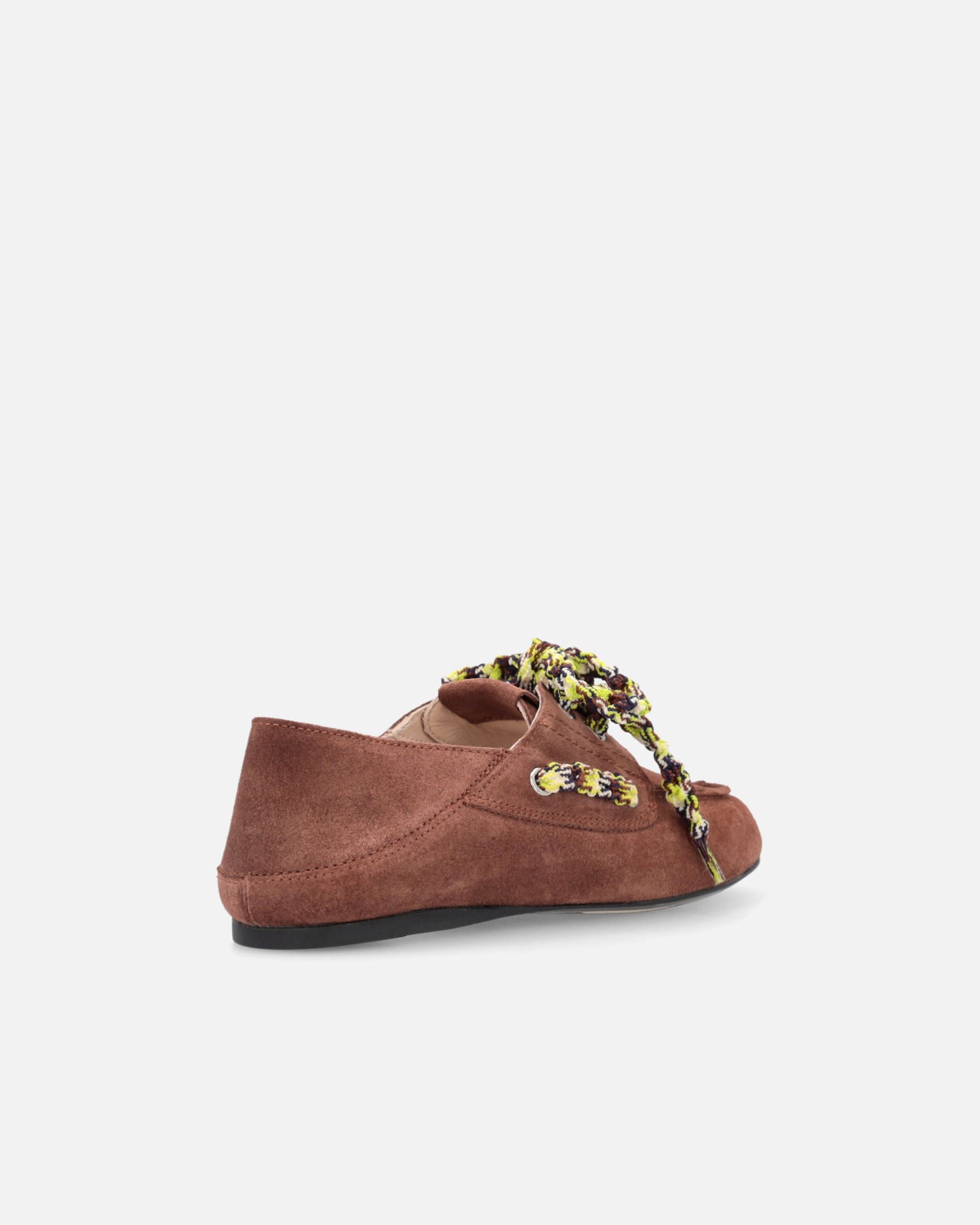Suede moccasins with multicoloured laces